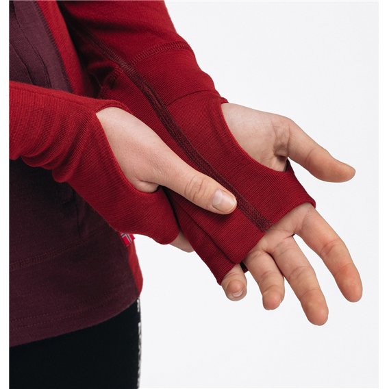 Aclima WarmWool Hoodsweater Zip Damen Merino Unterwäsche fig-red dahlia hier im Aclima-Shop günstig online bestellen