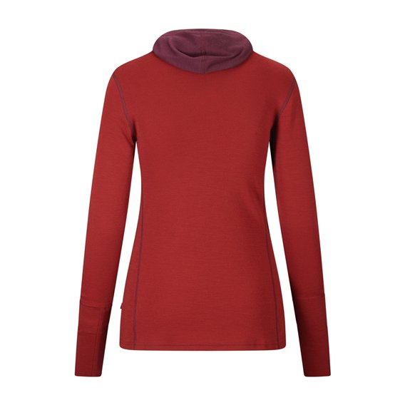 Aclima WarmWool Hoodsweater Zip Damen Merino Unterwäsche fig-red dahlia hier im Aclima-Shop günstig online bestellen