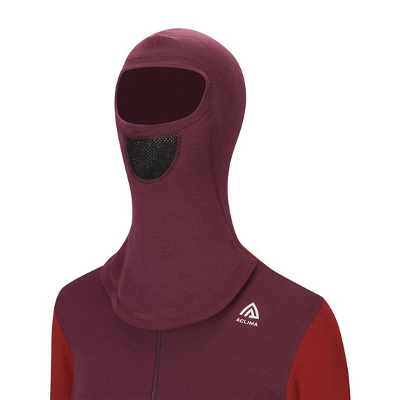 Aclima WarmWool Hoodsweater Zip Damen Merino Unterwäsche fig-red dahlia hier im Aclima-Shop günstig online bestellen