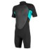 ONeill Youth Reactor-2 2mm Back Zip S/S Spring Kinder Neoprenanzug schwarz-aqua