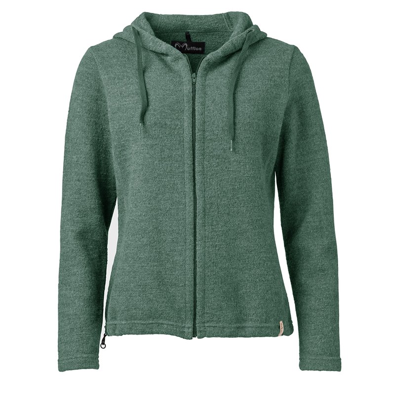 Mufflon Kalea Damen Merino Wolljacke mit Kapuze schilf
