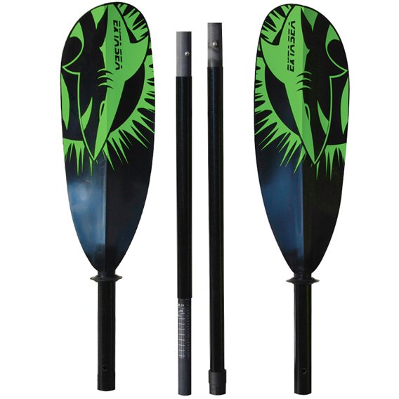 ExtaSea Tour Vario Fiberglas Doppelpaddel | 220-240cm | 4-teilig | schwarz-grün