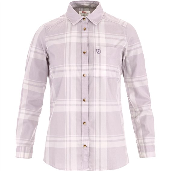 Fjällräven Övik Lite Flannel Shirt Damen Bluse Langarm Shirt lavender mist-eggshell