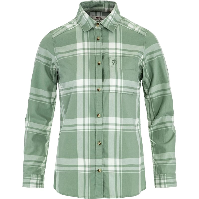 Fjällräven Övik Lite Flannel Shirt Damen Bluse Langarm Shirt misty green-eggshell Fjällräven Övik Lite Flannel Shirt Damen Bluse Langarm Shirt misty green-eggshell