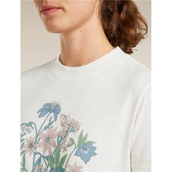 Icebreaker Merino 150 Tech Lite Shortsleeve Crop Tee NZ Flora T-Shirt Damen ecru heather hier im Icebreaker-Shop günstig online 