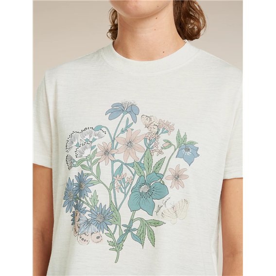 Icebreaker Merino 150 Tech Lite Shortsleeve Crop Tee NZ Flora T-Shirt Damen ecru heather hier im Icebreaker-Shop günstig online 