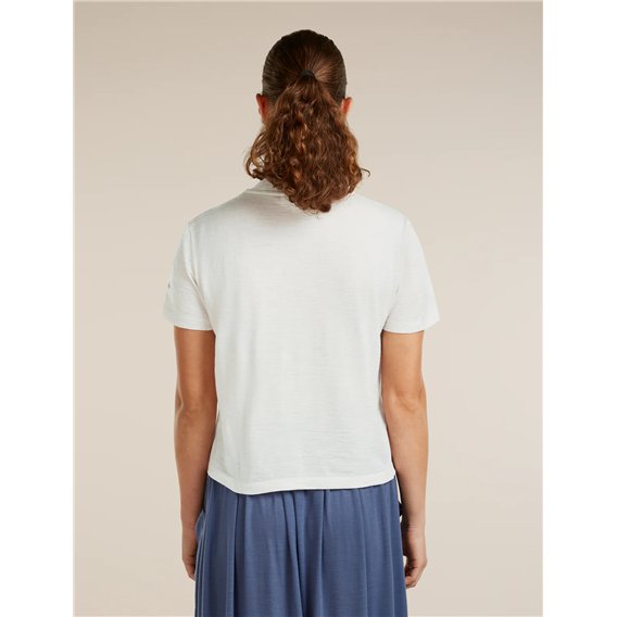 Icebreaker Merino 150 Tech Lite Shortsleeve Crop Tee NZ Flora T-Shirt Damen ecru heather hier im Icebreaker-Shop günstig online 
