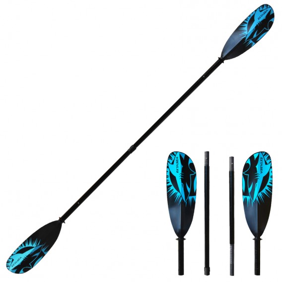 ExtaSea Tour Vario Fiberglas Doppelpaddel | 220-240cm | 4-teilig | schwarz-türkis hier im ExtaSea-Shop günstig online bestellen