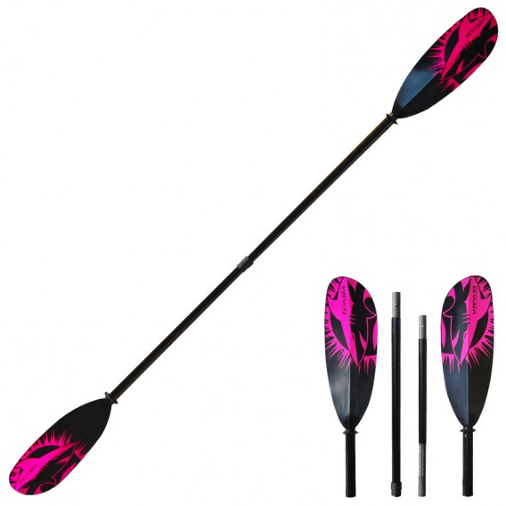ExtaSea Tour Vario Fiberglas Doppelpaddel | 220-230cm | 4-teilig | schwarz-pink hier im ExtaSea-Shop günstig online bestellen
