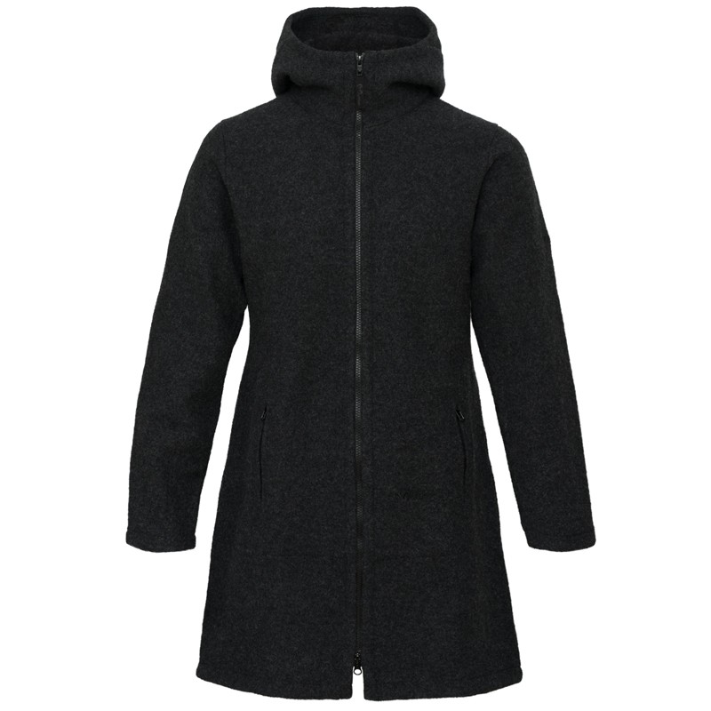 Mufflon Jana Damen Merino Mantel mit Kapuze anthrazit hier im Mufflon-Shop günstig online bestellen