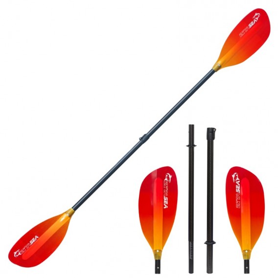 ExtaSea Pro-XL Carbon Vario Doppelpaddel | 220-240cm | 4-teilig | red-yellow hier im ExtaSea-Shop günstig online bestellen
