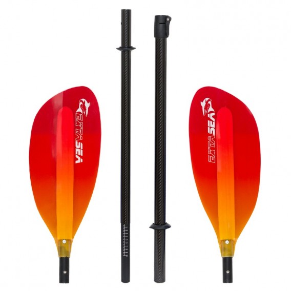 ExtaSea Pro-XL Carbon Vario Doppelpaddel | 220-240cm | 4-teilig | red-yellow hier im ExtaSea-Shop günstig online bestellen
