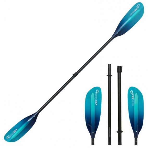 ExtaSea Pro Tour Carbon Vario Doppelpaddel | 220-240cm | 4-teilig | blue-light blue hier im ExtaSea-Shop günstig online bestelle