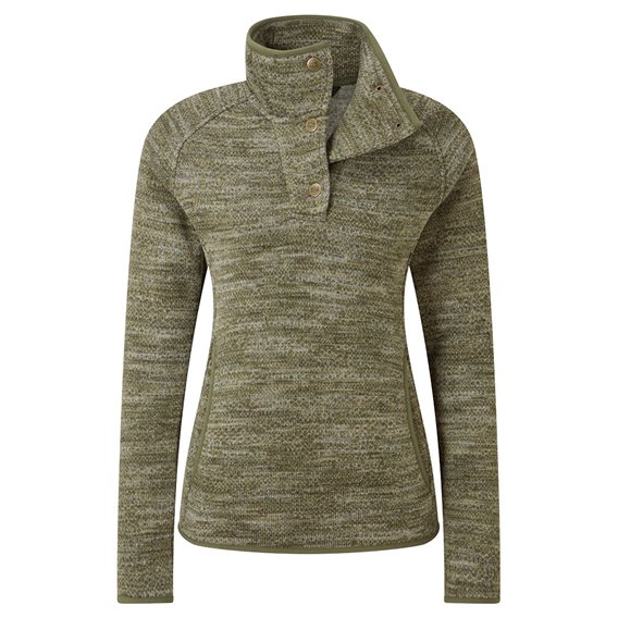 Sherpa Lumbini Pullover Damen Pullover mit Knopfleiste evergreen texture hier im Sherpa-Shop günstig online bestellen