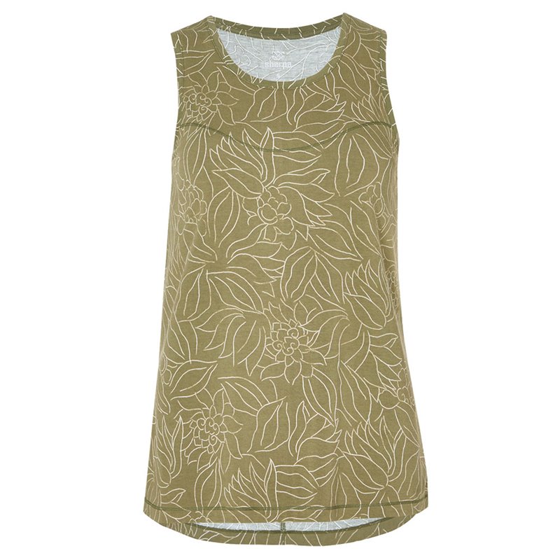 Sherpa Kira Tank Damen Top Kurzarmshirt evergreen leaf hier im Sherpa-Shop günstig online bestellen