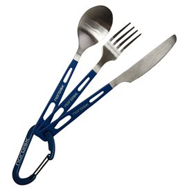 Nordisk Steel Cutlery Somsoe 3-teiliges Edelstahl Besteck-Set Campingbesteck galaxy-blue