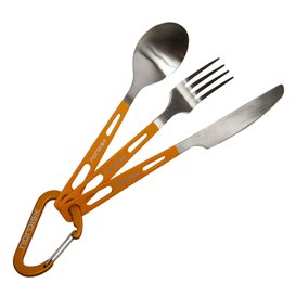 Nordisk Steel Cutlery Somsoe 3-teiliges Edelstahl Besteck-Set Campingbesteck radiant-yellow
