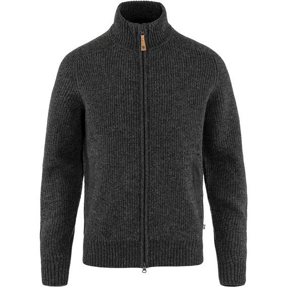 Fjällräven Övik Zip Cardigan Knit Herren Strickjacke Fleecejacke dark grey hier im Fjällräven-Shop günstig online bestellen