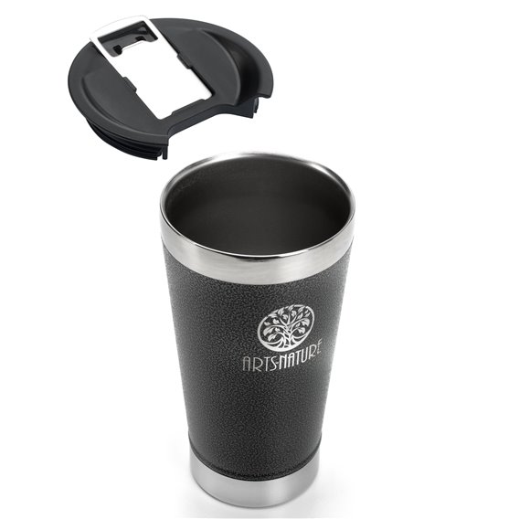 ARTS-Nature Edelstahl Thermobecher 470ml doppelwandig & mit Flaschenöffner black hier im ARTS-Nature-Shop günstig online bestell