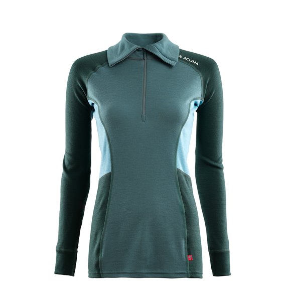 Aclima Warmwool Polo Damen Langarm Shirt Merino Unterwäsche north atlantic-gables-waters hier im Aclima-Shop günstig online best