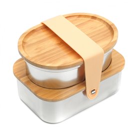 ARTS-Nature Bentobox 1300ml Edelstahl Brotdosen-Set mit Bambusdeckeln