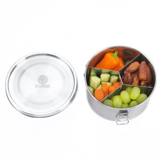 ARTS-Nature Edelstahl Brotdose für Mealprep mit Fächern rund 1200ml hier im ARTS-Nature-Shop günstig online bestellen