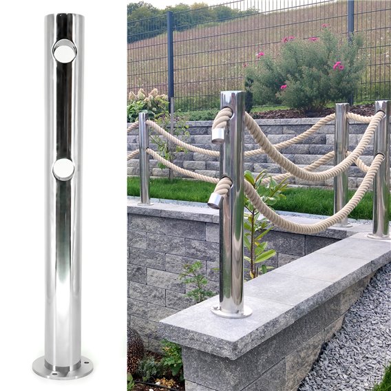 ARTS-Nature Edelstahl Geländerpfosten Absperrpoller mit Seilführung hier im ARTS-Nature-Shop günstig online bestellen