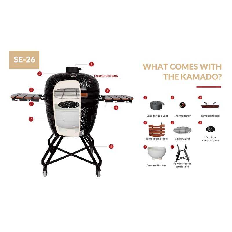 ARTS-Nature 26 Zoll Keramikgrill Kamado-Grill BBQ Smoker Elite schwarz hier im ARTS-Nature-Shop günstig online bestellen