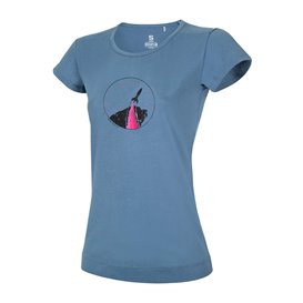 Ocun Classic T Organic Rainbow Rocket Damen T-Shirt Kurzarm Shirt bluestone