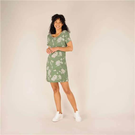 Sherpa Padma Tie Back Dress Damen Sommerkleid Freizeit Kleid thyme lotus hier im Sherpa-Shop günstig online bestellen