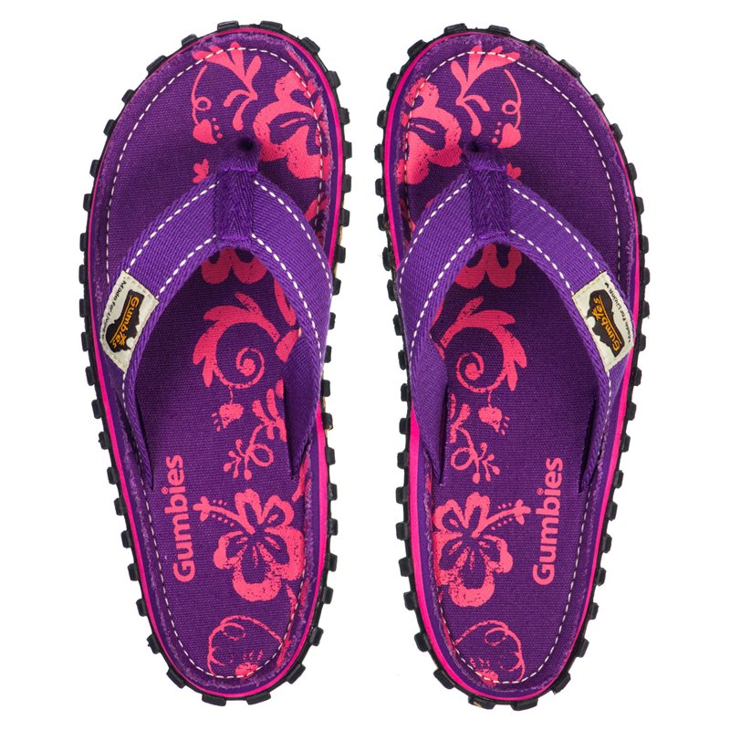 Gumbies Kids Kinder Zehentrenner Badelatschen hier günstig im Sandale hisbiskus kaufen purple Online-Shop Sandalen