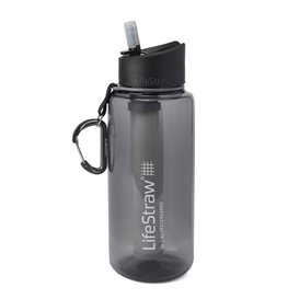 Lifestraw Go 1 Liter Trinkflasche mit integriertem 2-Stage Wasserfilter grey