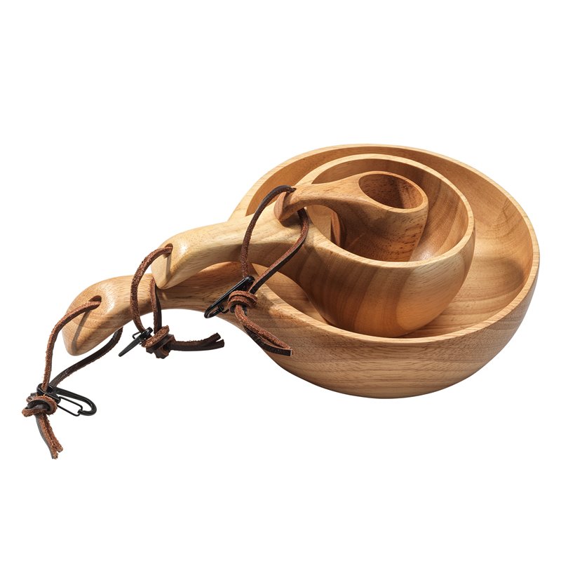 ARTS-Nature Kuksa Set Mini Becher | Holztasse | Schale aus Gummibaumholz