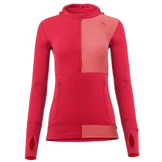 Aclima WarmWool Hoodsweater 1/4 Zip Damen Merino Unterwäsche red-coral hier im Aclima-Shop günstig online bestellen