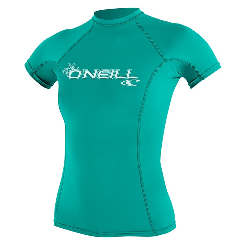 O'Neill Wetsuits Women's Wms Basic Skins Short Sleeve Rash Guard O'Neill UV Sun Protection Set Fox Pink, S, S