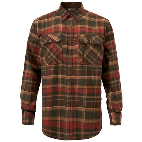 Pinewood Prestwick Exclusive Shirt Herren Hemd Langarmhemd dark green-terracotta hier im Pinewood-Shop günstig online bestellen
