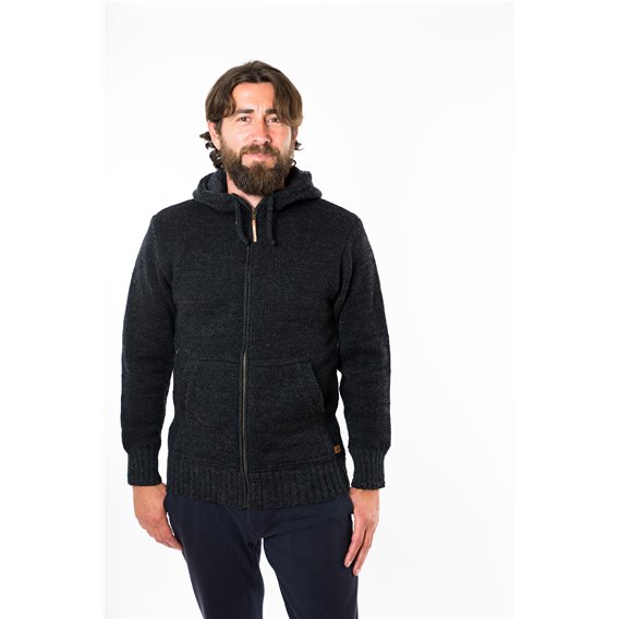 Fuza Wool Dai Hoodie Herren Strickjacke Wolljacke coal hier im Fuza Wool-Shop günstig online bestellen