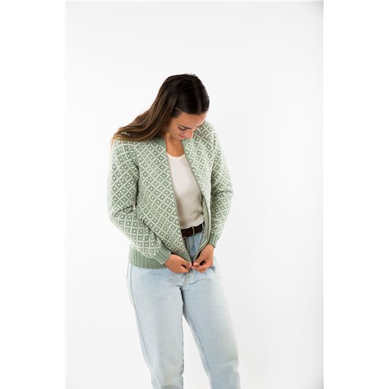 Fuza Wool Tinka Cardi Damen Strickjacke Wollcardigan sage hier im Fuza Wool-Shop günstig online bestellen