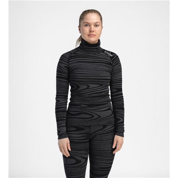 Aclima WarmWool Roll Neck Damen Merino Rollkragenshirt black motion hier im Aclima-Shop günstig online bestellen