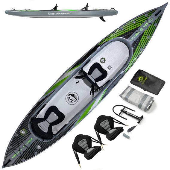 Extasea Ultimate Two 2er Kajak aufblasbar Hochdruck Kajak Full Drop-Stitch green