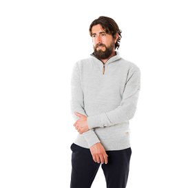 Fuza Wool Nyhavn 1/2 Zip Sweater Herren Strickpullover Wollpullover silver grey hier im Fuza Wool-Shop günstig online bestellen
