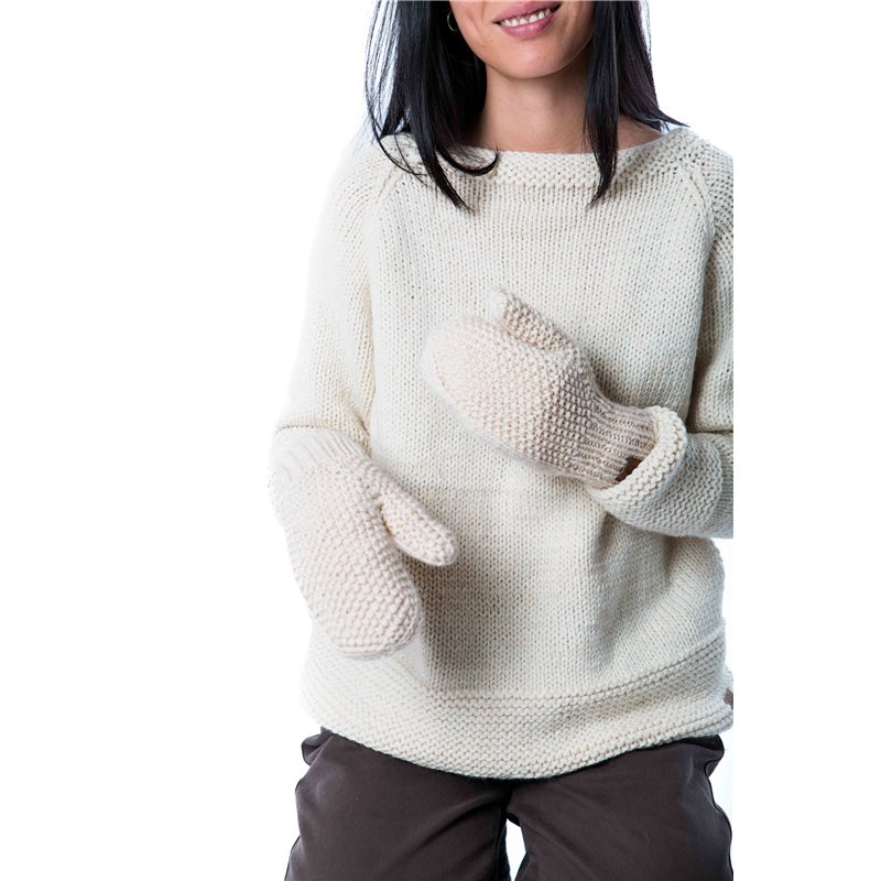 Fuza Wool Alrune Mittens Damen Wollhandschuhe Fäustlinge cream hier im Fuza Wool-Shop günstig online bestellen