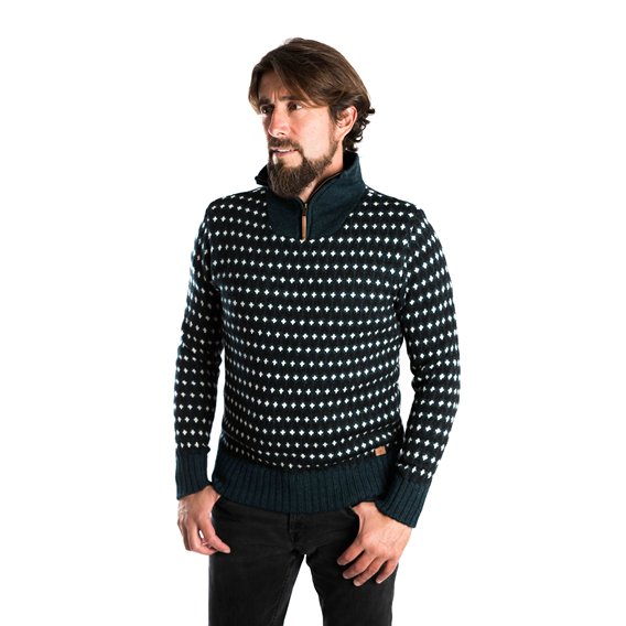 Fuza Wool Ymer 1/2 Zip Sweater Herren Strickpullover Wollpullover indigo hier im Fuza Wool-Shop günstig online bestellen