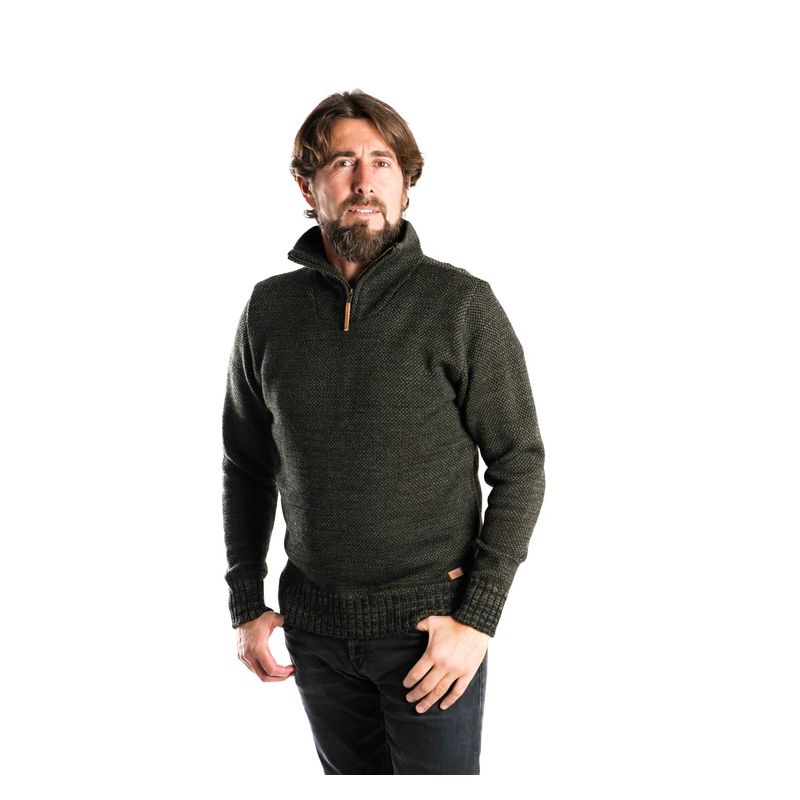 Fuza Wool Dai 1/2 Zip Sweater Herren Strickpullover Wollpullover olive hier im Fuza Wool-Shop günstig online bestellen